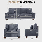 DOPEDIO Modern Living Room Sofa Set, 88.58" Chenille Loveseat - Image 2