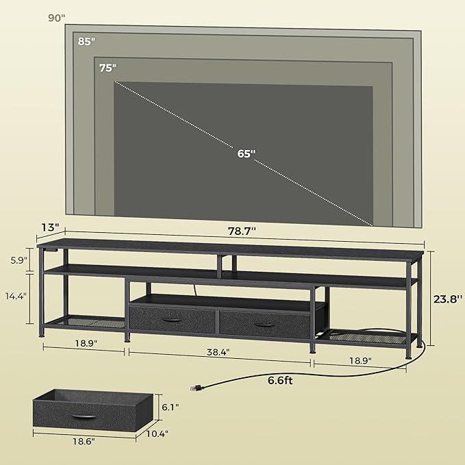 Huuger 79 Inch TV Stand for 85, 90 Inch TV, Entertainment Center - Image 6