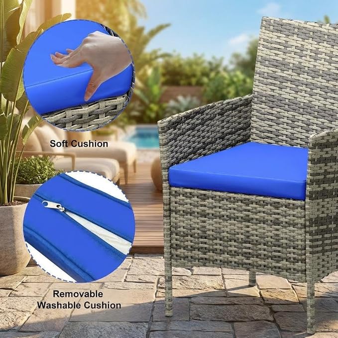 3 Piece Outdoor Patio Furniture Set, All-Weather PE Rattan Wicker Chairs - Image 6