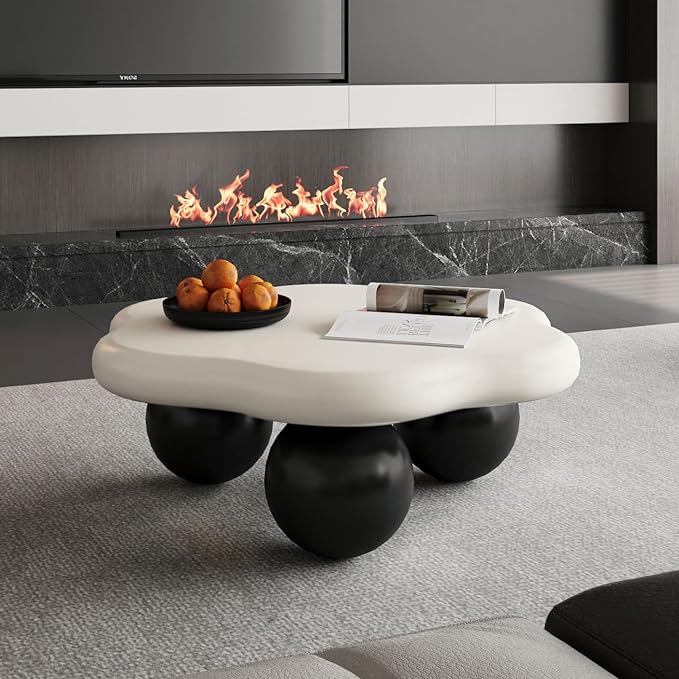 35" Cloud Coffee Table with 3 Ball Legs, Modern Minimalist Petal Center Table - Image 5