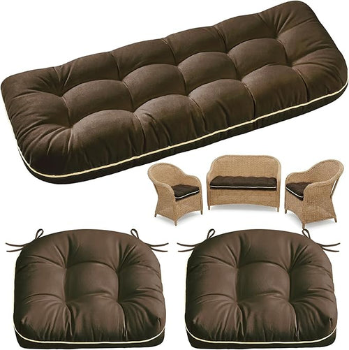 1 MIDDLE ONE Wicker Chair Cushions 3 Pieces Set by 1MIDDLEONE