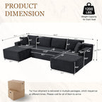 Modular Sectional Sleeper Sofa, 134 Inch Boneless Cloud Couch - Image 2