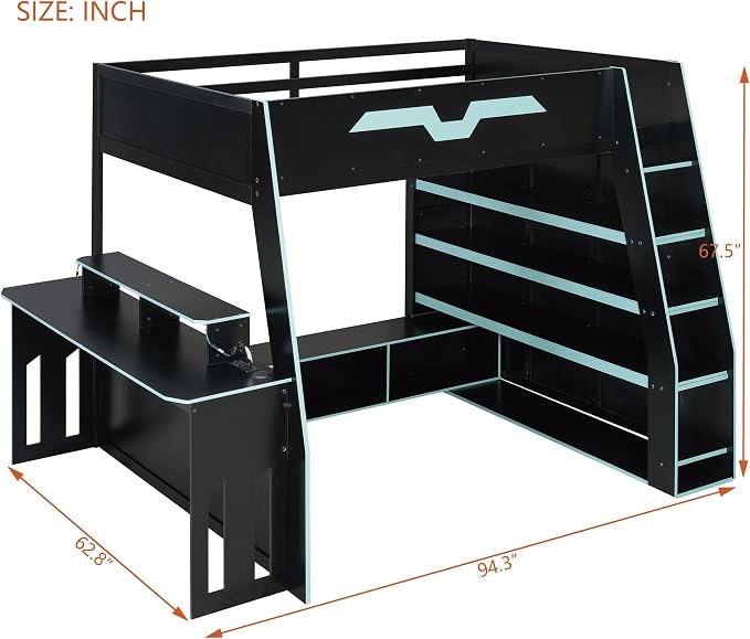 Full Size Wood Esports Loft Bed - Image 2