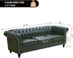 LEVNARY Chesterfield Sofa, 3 Seater Tufted Couch - Image 2