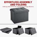 LINMAGCO Small Storage Ottoman Stool Foot Rest Stool Under Desk Stool Short - Image 4