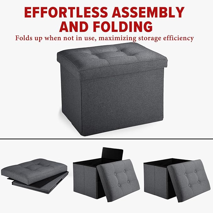 LINMAGCO Small Storage Ottoman Stool Foot Rest Stool Under Desk Stool Short - Image 4