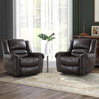 CANMOV Leather Recliner Chair Set of 2, Classic and Traditional Manual Recliner by CANMOV