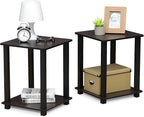 Furinno SIMPLISTIC Side Table Set of 2, 2-Tier Square Modern End Table - Image 5