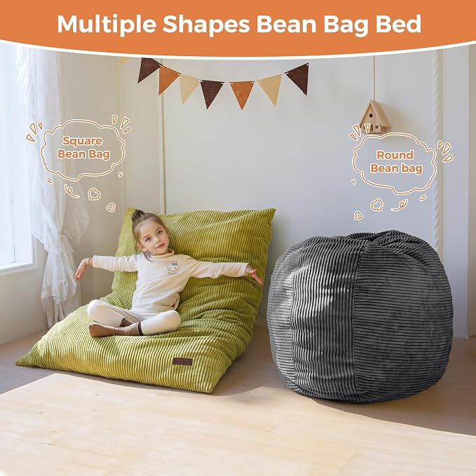 MAXYOYO 3 in 1 Kids Bean Bag Chair Bed, Convertible Chair Folds from Bean Bag - Image 8