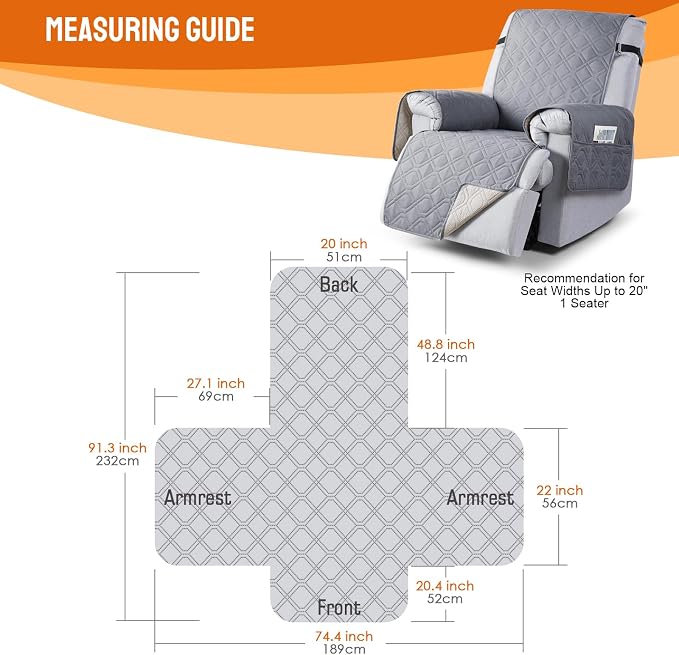 VANSOFY 100% Waterproof Recliner Chair Covers, Recliner Cover Non-Slip Dog - Image 2