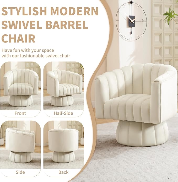 Swivel Accent Barrel Chair Set of 2- Cute Comfy Small Round 360° Arm Chair - Image 6