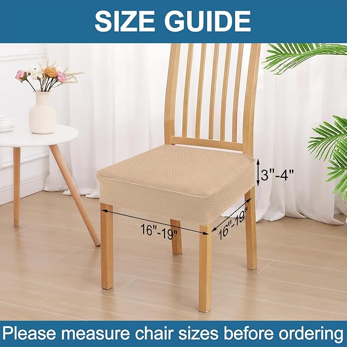 Smiry Waterproof Seat Covers for Dining Room Chairs Set of 8, Stretch Jacquard - Image 2