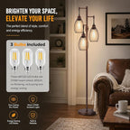 Nintiue Dimmable Floor Lamp, 3x800LM LED Bulbs Included, Farmhouse Industrial - Image 4