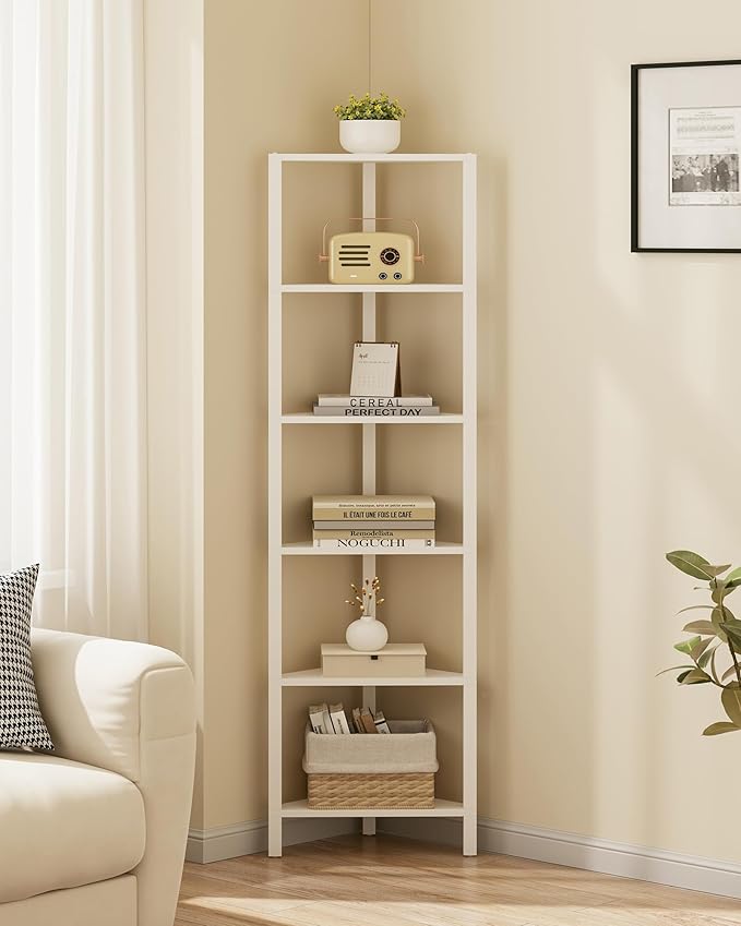 TUTOTAK 6-Tier Corner Bookshelf, Corner Shelf - Image 5