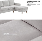 Kingfun 88" L-Shape Sofa, Chenille Sectional Couch, Mid Century Modern Couches - Image 6