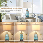 Ruzectt 25.5" Coastal Glass Table Lamps Set of 2, 3-Way Dimmable Touch Control - Image 2