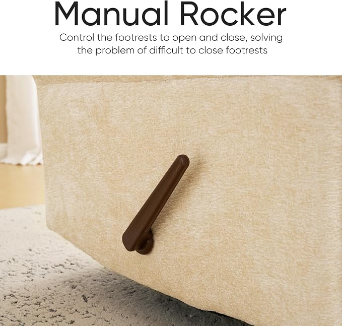 Rocking Chair Nursery with Adjustable Headrest, Manual Swivel Rocker Recliner - Image 8