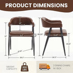 HNY Modern Dining Room Arm Chairs Set of 6, Retro Faux Leather Upholstered - Image 2