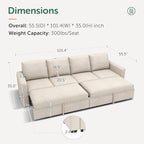 HONBAY Modular Sectional Sleeper Sofa Bed, - Image 2