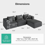 Novilla 106" Modular Sectional Sofa, Modern Cloud Sectional Couch - Image 2