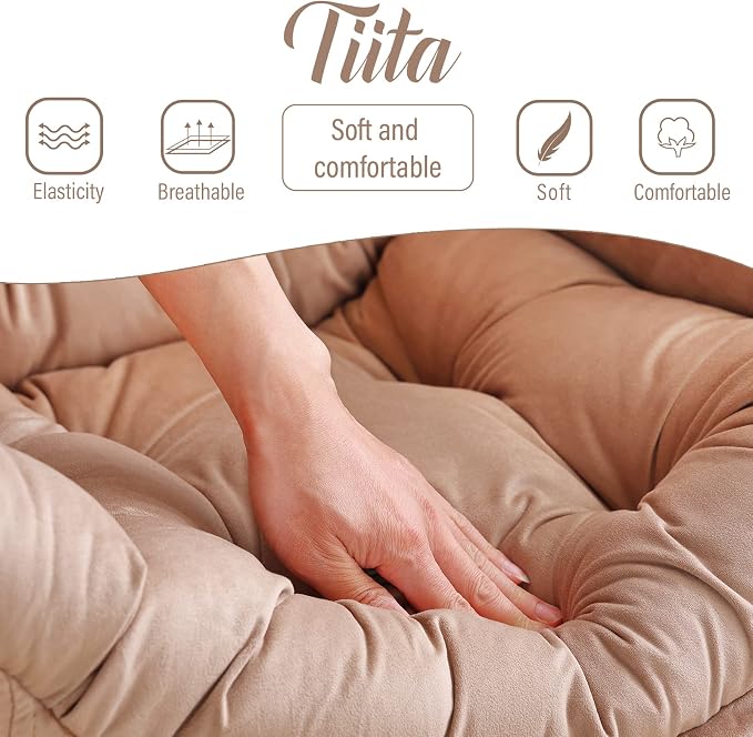Tiita Lazy Chair with Ottoman, Khaki Modern Large Accent Chair, Comfy Leisure - Image 9