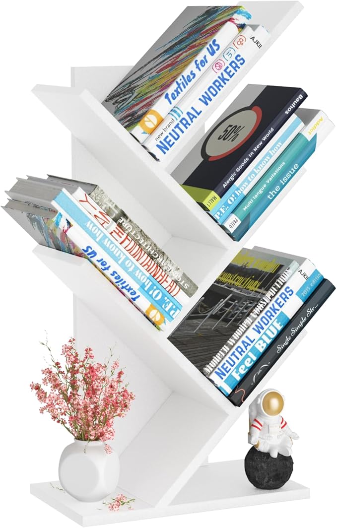 SHEEPAM 5 Tier Tree Book Shelf, Small Desktop Bookshelf by SHEEPAM