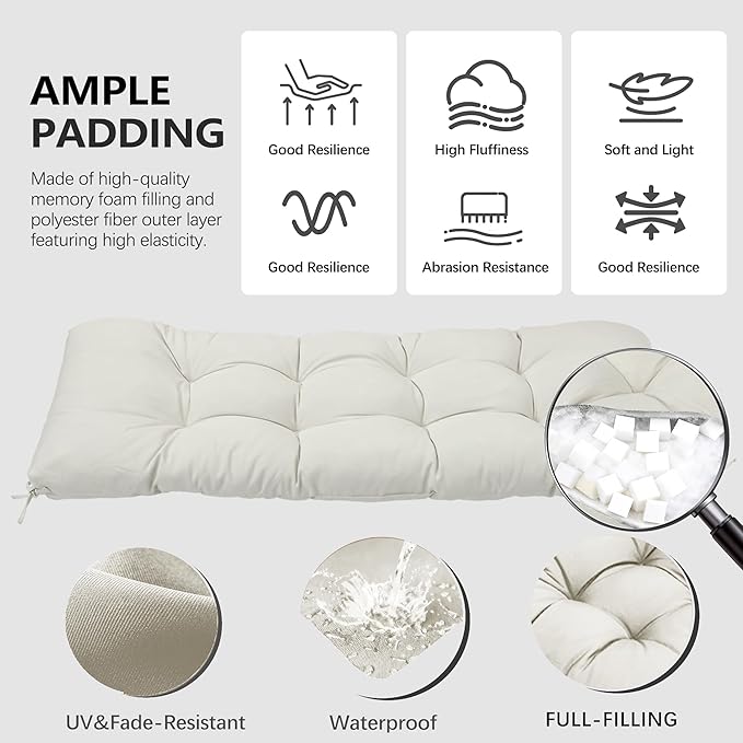 3 Pcs Wicker Chair Cushions Patio Loveseat Chaise Cushion Set - Image 3