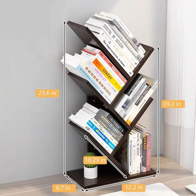 Godferyxin Book Tree Bookshelf, 5-Tier Wood Bookshelf Tree Bookcase - Image 2