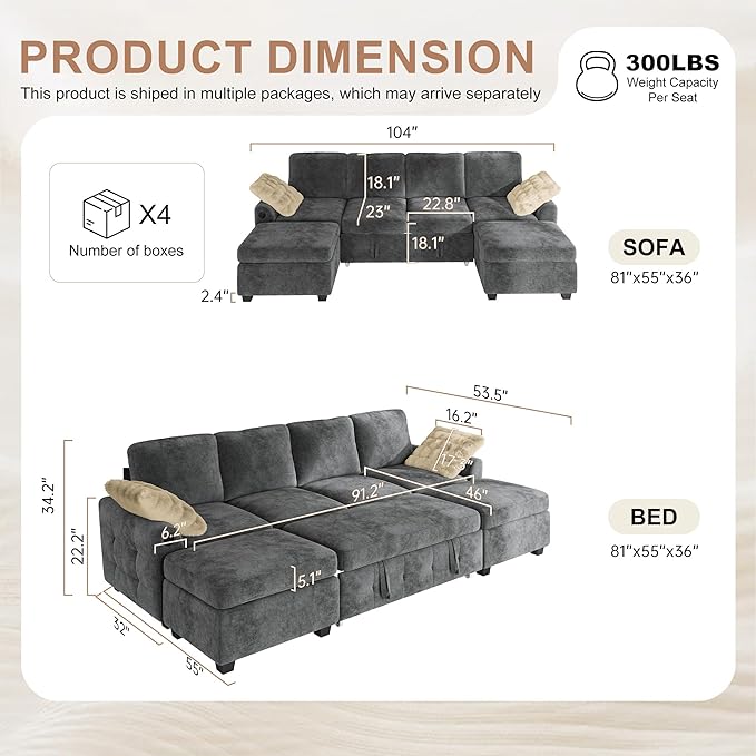 Hanherry 104" Sectional Couch - Image 3