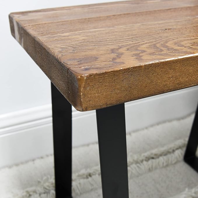 Home Soft Things Natural Old Pine Wood Rectangle Entryway Bench, Sturdy Hand - Image 8