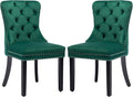 KCC Velvet Dining Chairs Set of 2, Upholstered High-end Tufted Dining Room Chair by KCC
