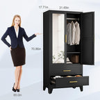 erosoei Metal Armoire Wardrobe Closet, 71 "Metal Clothing Storage Cabinet - Image 2