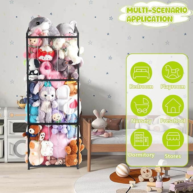 NomNest Stuffed Animal Storage Zoo, Large Metal Plushies Organizer, Heavy Duty - Image 6