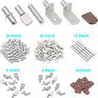 102Pcs Shelf Pins Pegs Kit, 6 Styles Nickel Plated Shelf Support Pegs, - Image 4