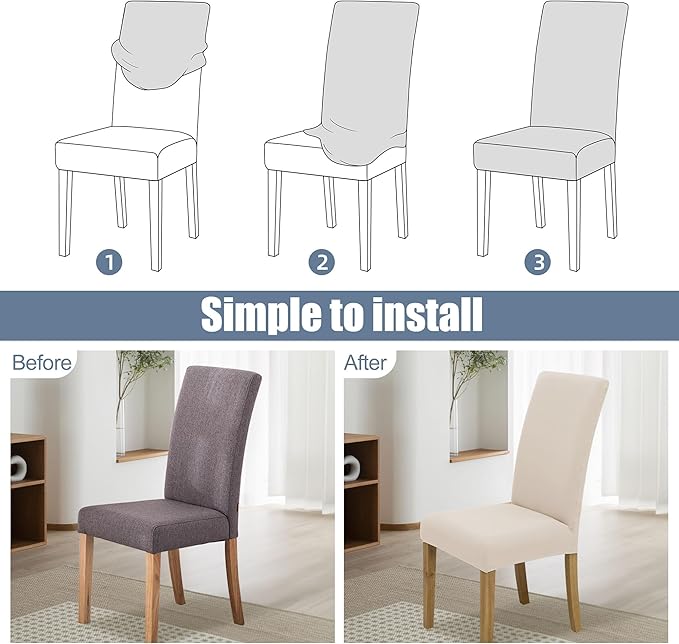 BIETYONE Stretch Dining Chair Covers Set of 2, Soft Removable Washable Kitchen - Image 4