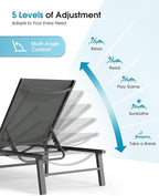 Ciokea Foldable Outdoor Lounge Chair, No Assembly Patio Chaise Lounge Outdoor - Image 7