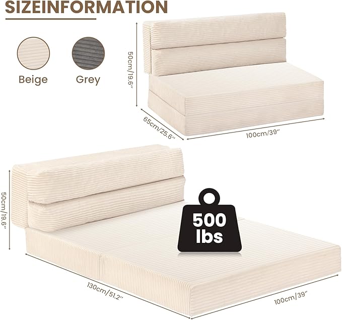 JUIKURY Folding Sofa Bed, Convertible Sleeper Chair - Image 2