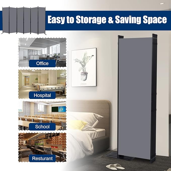 Room Divider 6FT Portable Room Dividers and Folding Privacy Screens, 6 Panel - Image 4