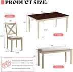 AMERLIFE 6-Piece Farmhouse Dining Table Set - Image 2