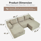 96" Cloud Sectional Couch U-Shaped Chaise - Image 2