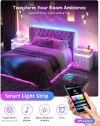 HWB Nightstand with RGB Lights, 3 Drawers Night Stand with Hidden Storage - Image 3