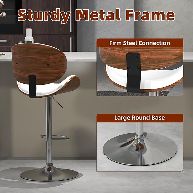 civama Bar Stools Set of 6 for Kitchen Counter, Adjustable Bar Height Chairs - Image 6