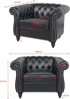 LEVNARY Leather Upholstered Armchair, Mid-Century Modern Single Sofa Chair - Image 2