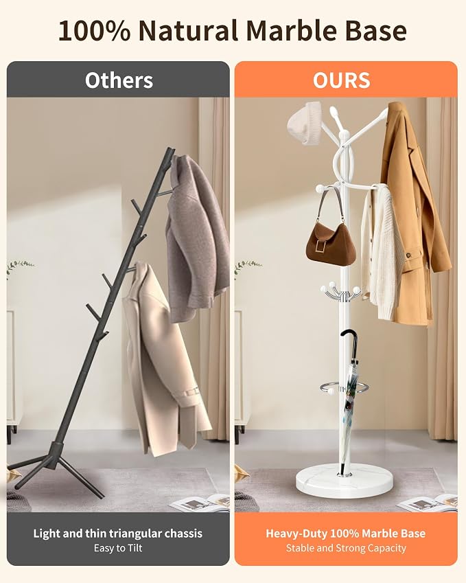 ZOZOE Metal Coat Rack Stand, Modern Coat Rack Freestanding - Image 4