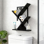 3 Tier Small Tree Bookshelf Black Floating Book Shelves - Image 9