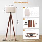 LEPOWER Wood Tripod Floor Lamp, Mid Century Standing Lamp, Modern Design - Image 8