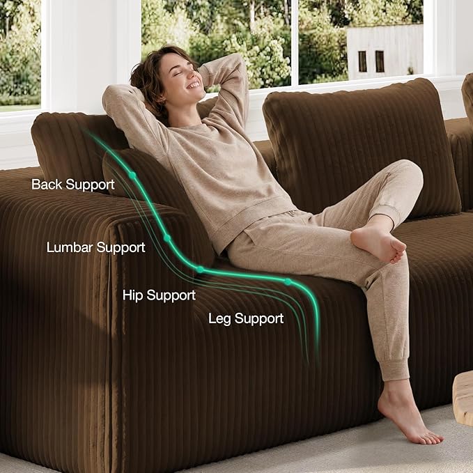 Novilla 141" Modular Sectional Sofa, Modern Cloud Sectional Couch - Image 9