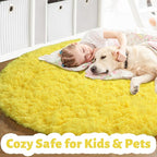 Amdrebio Yellow Round Circle Area Rug 4Ft - Image 3