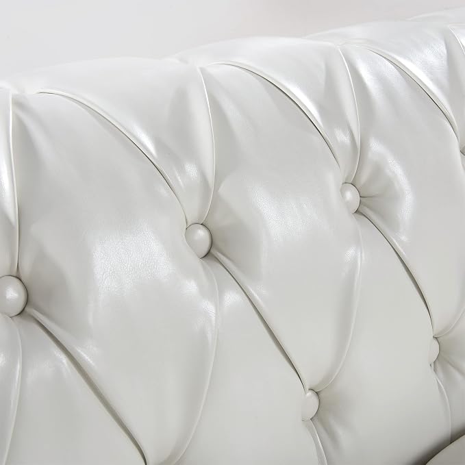 LEVNARY Chesterfield Sofa, Classic Tufted Upholstered Leather Couch, Modern 3 - Image 6