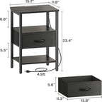 SUPERJARE Nightstand with Charging Station, Bed Side Table with Adjustable - Image 3